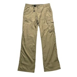 Prana Cargo Pants Mens 32x32 Khaki Relaxed Fit Convertible Belted Casual Outdoor